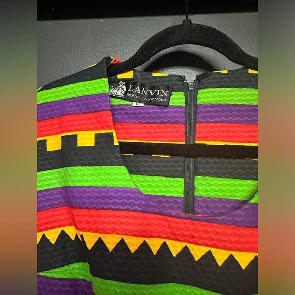 Lanvin Vintage 1970’s Geometric Print Dress size 12 - Picture 3 of 5